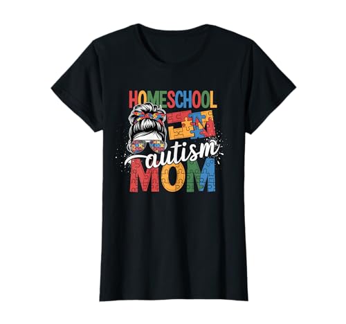 Donna Homeschool Autism Mom - Puzzle Piece Autism Awareness Mom Maglietta