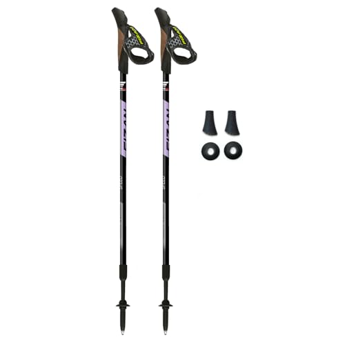 FIZAN Speed Model, Swift Nordic - Bastones de Senderismo de Aluminio, ultraligeros Ajustables, Antracita Fluorescente, Bastones de Senderismo (Morado)