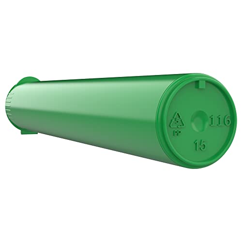 Image of 116mm CR Plastic Packaging Pop Top Tubes - Child Resistant Travel Holder Vial Containers - 500 Qty (Green)