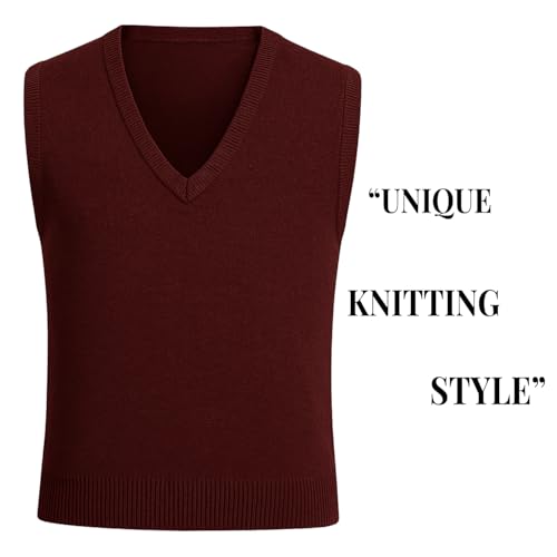 GodLover Pure Cotton Sweater Vest for Men – Classic V-Neck Sleeveless Knit Vest, Lightweight Pullover Style3