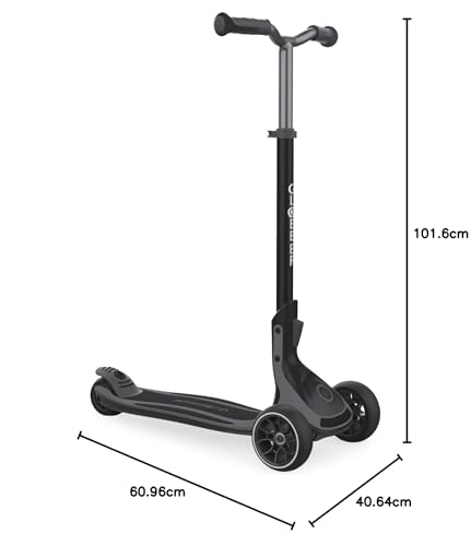 GLOBBER ULTIMUM - Tretroller Kinder Erwachsene, 125/90 mm extra breit, ABEC 7, 3-r&auml;drig, h&ouml;henverstellbar, grau