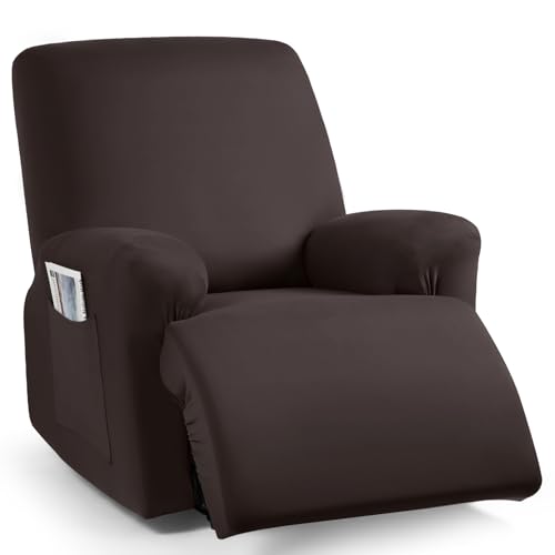 Image of TAOCOCO Stretch Recliner Couch Covers 3-Pieces Style Recliner Chair Covers Recliner Cover for Reclining Chair Slipcovers Feature Fitted Soft Washable (1 Seat, Coffee)