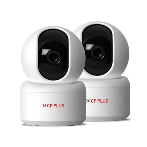 CP PLUS 2MP Full HD Wi-Fi CCTV Camera for Home with Motion Tracking | Smart Detection Suite | Night Vision | Cloud Recording | View & Talk | Supports OK Google | CTC Cyber Secure | CP-E25Q (Pack of 2)