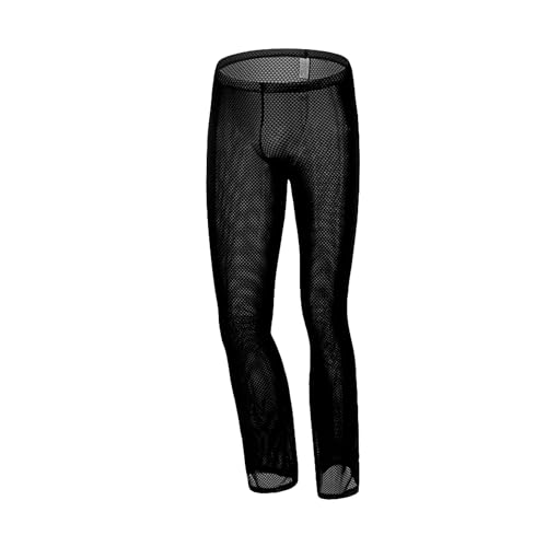 Men See Through Mesh Pajama Pants Stretchy Nightwear Sleep Bottoms Lounge Pants