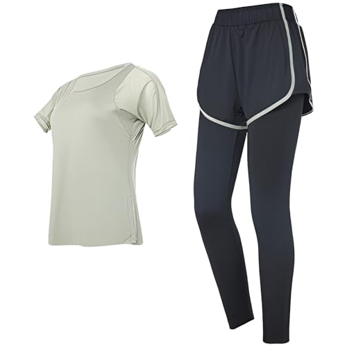 Ensemble pilates femme XXL tenue sport manches courtes short