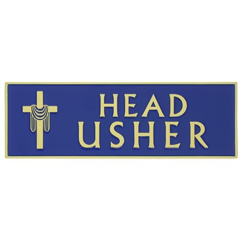 Head Usher Magnetic Badge Gold & Blue for Church