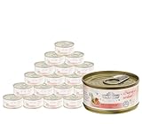 Dehner Premium Lovely Katzenfutter, Nassfutter glutenfrei, für ausgewachsene Katzen, Thunfisch / Shrimps / Reis, 24 x 70 g Dose (1.68 kg)