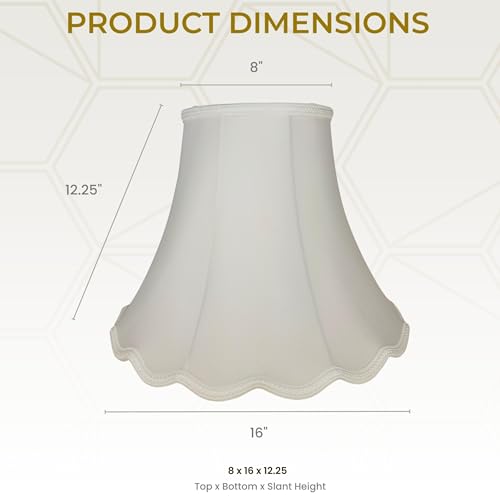 Image of Royal Designs, Inc. Scalloped Bell Designer Lamp Shade, DSO-83-16WH-2, White, 8 x 16 x 12.25, Set of 2