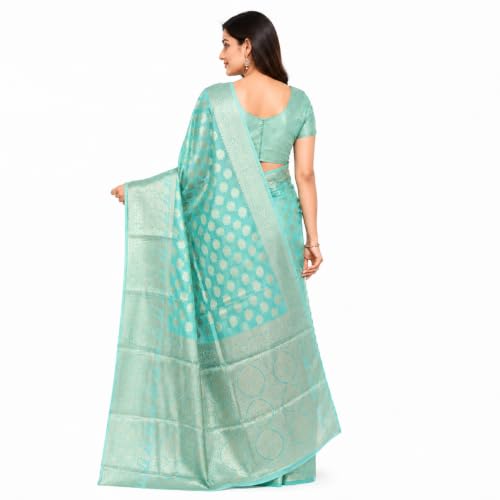 Image of Organza Silk Saree Wedding For Women Banarasi Sadi Original Kanchipuram Pure Rich Pallu Sari With Blouse Piece