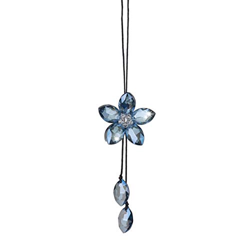 Crystal Flower Car Rear View Mirror Pendant - Blue Car Hanging Ornament Lucky Accessory