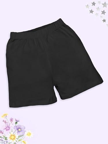 Image of KiddoPanti Girls Cycling Shorts Pack of 3 | Soft & Stretchy Cotton Spandex | Comfortable Fit with Elastic Waistband | Solid Colors Half Tights for Girls Inners