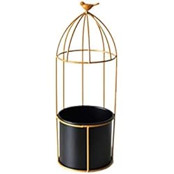 XYJNN Maceteros-macetas Balcon Soporte De Planta De Metal | Soporte De Maceta De Hierro | Jaula De Oro | Soporte para Plantas | Flores De Jardín (Color : Black, Size : 41x14cm)