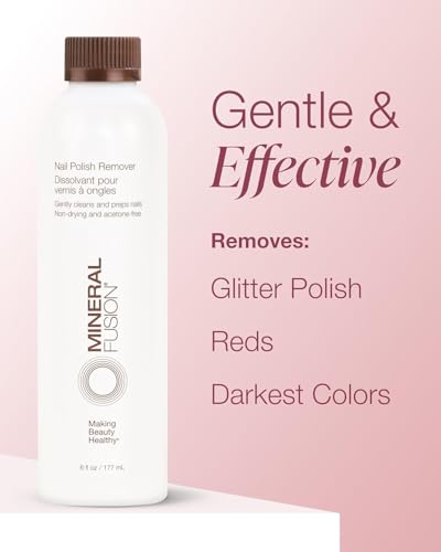 Mineral Fusion Nail Polish Remover - Acetone-Free Nail Care with Natural Solvents - Non Drying Liquid Formula - 6 fl oz, Pack of 2