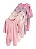 NEXT Baby Mädchen Fußlose Baby-Schlafanzüge mit Zwei-Wege-Reißverschluss, 5er-Pack Rosa 74-80