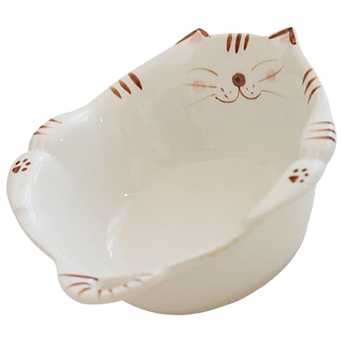 STOBAZA Japanese Cartoon Ceramic Bowl for Safe Food Storage Bowl for Instant Noodles Soup Snacks Stylish Design Cat