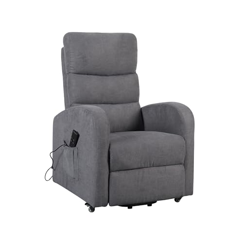POLTRONE ITALIA Poltrona Relax Elettrica 4 ruote reclinazione poltrona per anziani soggiorno elevabile Detraibile 19% microfibra Grigio