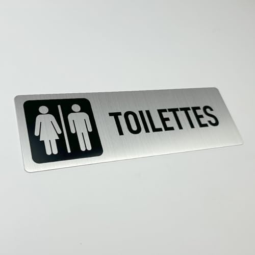 Restroom Door Signs for Business, Metal Restroom Signs, All Gender Bathroom Door Signs, Signe de Toilette,Plaque de porte Toilette, 9”x 3”