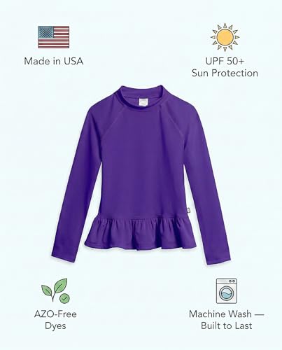 Image of City Threads Girls Long Sleeve Rashguard UPF 50+ Made in USA, Girls' Rash Guard Shirts with Sun Protection