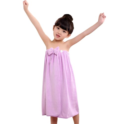 Super Soft Bath Wrap Towel Bathrobes Highly Absorbent Bath Skirt Beach Swimming Pool Cartoon Bowknot Shower Towelling Bath Robe Dressing Gown Cozy Housecoat for Girls