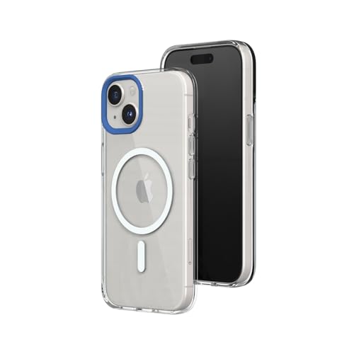 Coque iPhone 15 Magsafe transparente qui ne jaunit pas avec protection objectif bleue
