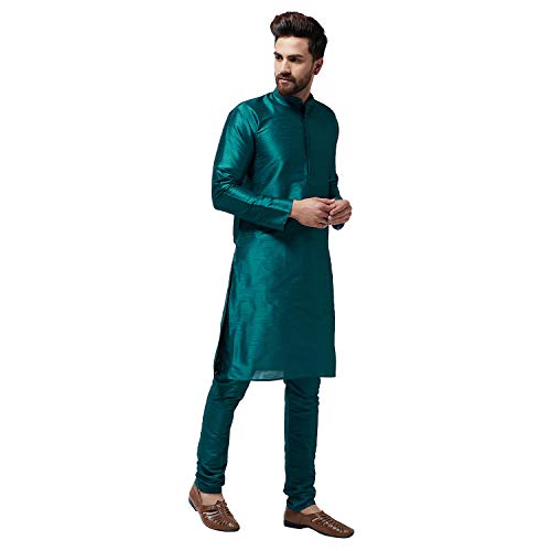 Image of SOJANYA (Since 1958 Men's Off-White Dupion Silk Kurta & Churidaar Pyjama