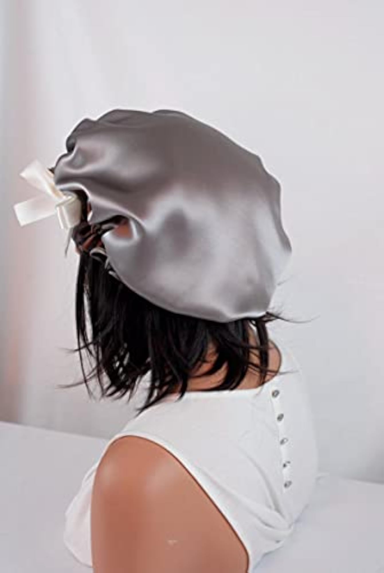 Adjustable Satin Sleep Cap for Women, Double Layered