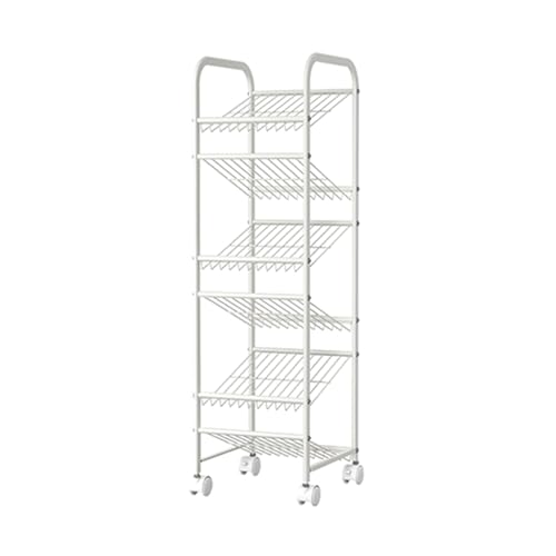 STEHPHM Zapatero de metal de 6 niveles con ruedas, estantes inclinados, organizador de zapatos que ahorra espacio para entrada, pasillo, armario, sala de estar, 26,8 cm