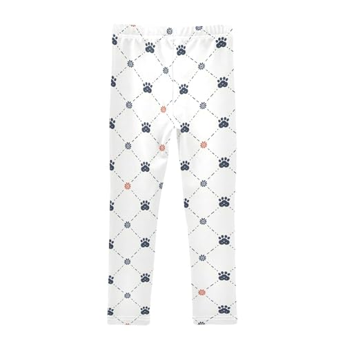 Paw Flower Lattice Print Girls Leggings Soft Stretch Workout Yoga Dance Pants for Kids Casual Tights2