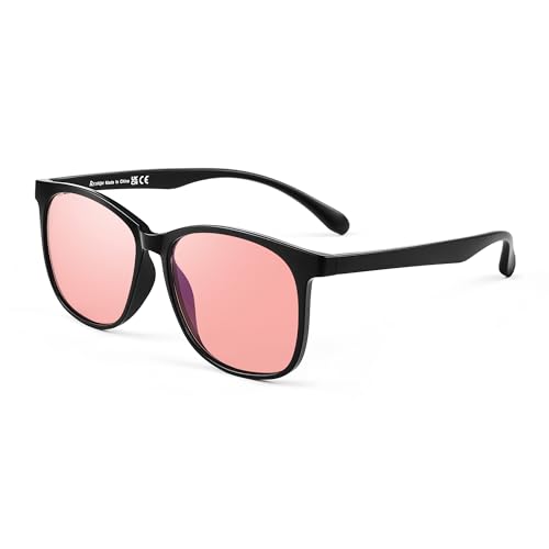 Image of Indoor Fluorescent-41 Pink Tinted Blue Light Blocking Glasses for Migraine, Light Sensitivity, Photophobia & LED Gaming Computer Screen Glare JF6221