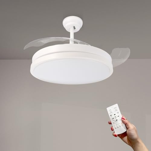 M mimotec - Ventilador de Techo con luz Led Herben 68W, Mando a Distancia, Bajo consumo, motor DC, 6...
