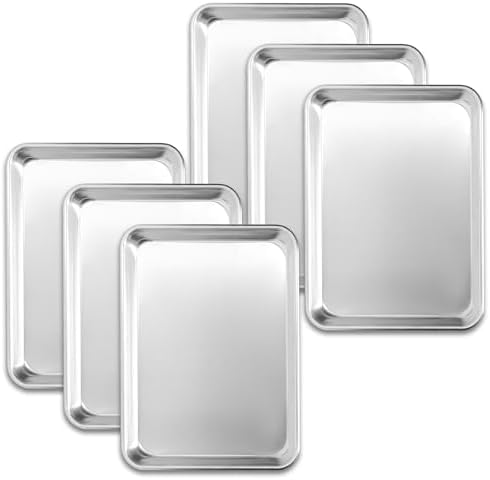 6 Pack Quarter Size Baking Sheet Pans, Aluminum Commercial Cookie Sheets Non-Stick, 13"x10" - Thumbnail 2