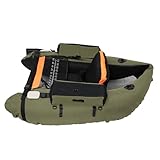 Inflatable Fishing Boat, Outdoor Fishing Boat, Lightweight Portable Shoulder Straps Hand Pump 20in Fish Ruler Mesh Bag Side Storage Pockets Repair Tools, Oceans Lakes (Green)