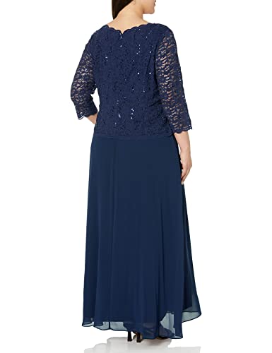 Alex Evenings Women's Plus Size Stretch Lace Bodice Mock One Piece Gown3
