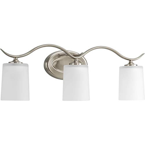 Inspire Collection 3-Light Etched Glass Traditional Bath Vanity Light Brushed Nickel