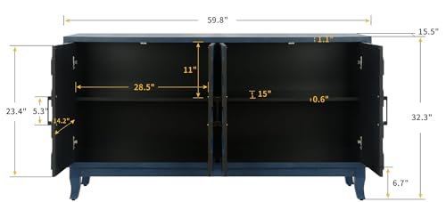 Mid-Century-4-Door-Accent-Cabinet-Buffet-Sideboard-Vintage-Style-3D-Wave-Stripe-Deco-Storage-Cabinet-Console-Table-for-Dining-Room-Bedroom-Kitchen-Hallway Mid Century 4 Door Accent Cabinet Buffet Sideboard Vintage Style 3D Wave Stripe Deco Storage Cabinet Console Table for Dining Room Bedroom Kitchen Hallway