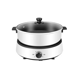 Primst Electric Hot Pot, Korean BBQ Grill, Separate Design Multifunctional Electric Cook And Steamer, for 2-5 People, 1350W (A(White))