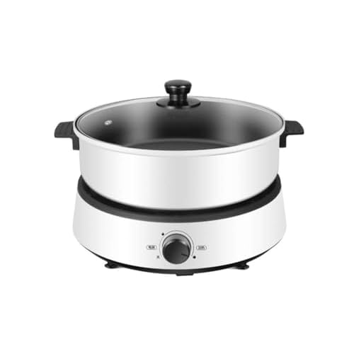 Primst Electric Hot Pot, Korean BBQ Grill, Separate Design Multifunctional Electric Cook And Steamer, for 2-5 People, 1350W (A(White))