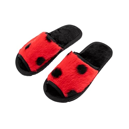 Pantufa Aberta Feminina Joaninha Chinelo Pelúcia Premium (Joaninha, br_footwear_size_system, adult,