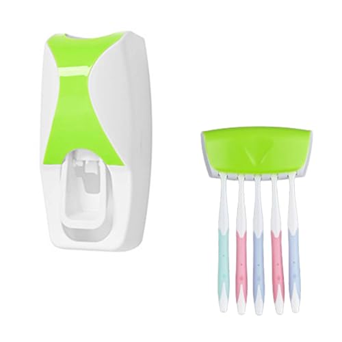 Porta Dentifricio Porta Spazzolino Da Muro Portaspazzolini Da Bagno Porta Spazzolini Portaspazzolino Da Parete Da Viaggio Spremi Dentifricio Plastica (14x6x4cm,green)