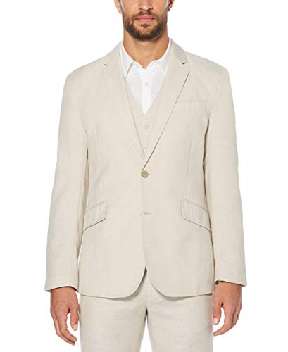 Cubavera Men's Linen Blend Jacket, Khaki, Small