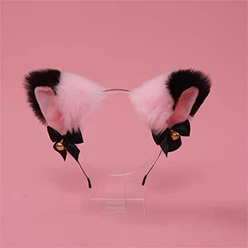 Cat Ears Bell Headband Folding Powder Plus Black Gold Bell Bow Headband Fox Ear Accessories Cute Plush Headgear for Halloween Cosplay Costume Party Dress Girls - Image 4