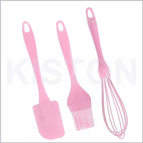Kit Confeitaria Cake 3 Peças Silicone Colher Pincel E Espatula Culinário Utensilios Cozinha Confeite