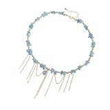 Ldbuejiaja Collar de piedras preciosas con diseño de flecos de perlas en cascada, cadena de clavícula para ropa de noche o accesorios cotidianos, elegante collar de perlas para mujeres