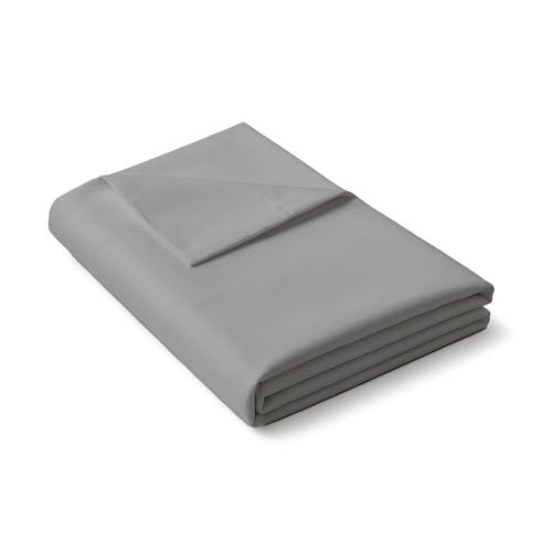 Image of Light Grey Queen Flat Sheet Only, Soft 100% Cotton Top Sheets | Sateen Weave 1 Piece Cool & Breathable Luxury Hotel Quality Bed Sheets, Extra Soft and Comfy - Wrinkle Free Bedsheet