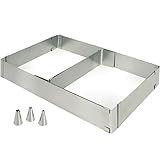 Moritz & Moritz Molde Extensible Rectangular para Hornear de Acero Inoxidable - Con 10 Mangas Pasteleras y 3 Accesorios - Tamaño Ajustable - Para Hornear y Decorar