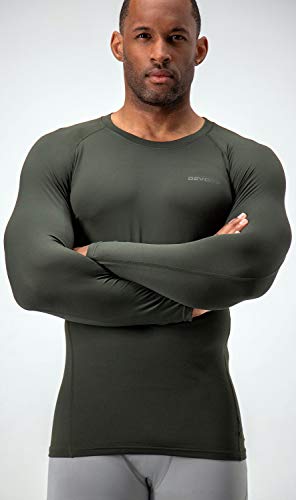 image for DEVOPS 2 Pack Men's Thermal Long Sleeve Compression Shirts (Large, Bla