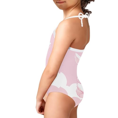 Image of Girls One Piece Swimsuit Beach Bathing Suit Toddler Floral Halter Straps Swimwear for 1-10 Years