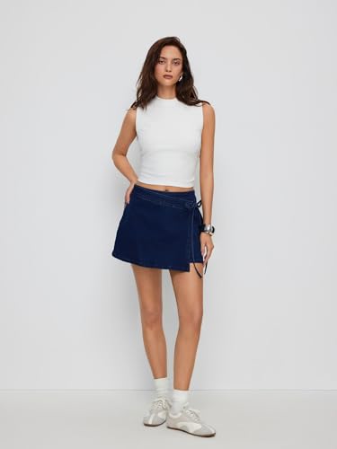 Image of CIDER Womens Tank Tops Sleeveless High Neck Ruched Crop Tops Going Out Casual Basic Ribbed Shirt Summer Fashion Clothing