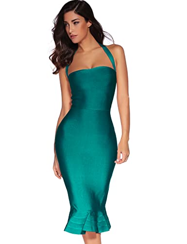 Image of meilun Womens Halter Fishtail Bandage Party Dress Elegant Wedding Guest Dress
