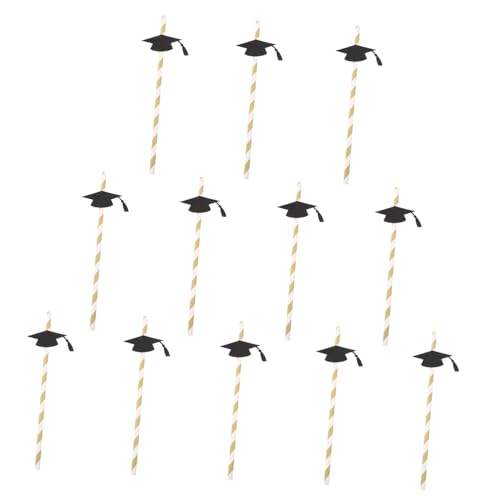 Pitillos de papel negro para graduación 12 pcs miniatura 1